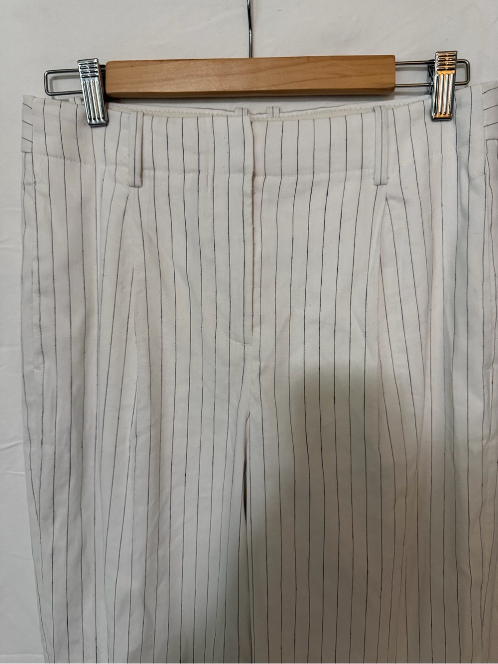 J. Crew White Pinstripe Straight-Leg Trousers nwot Linen viscose blend - Picture 5 of 9